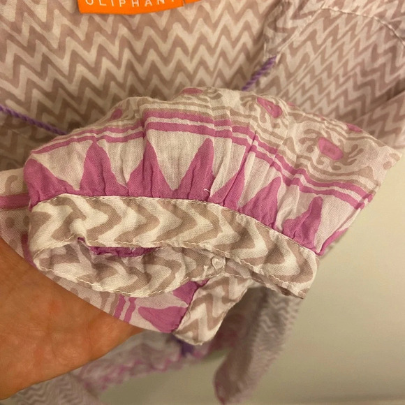 Oliphant Chevron V Neck Quarter Sleeve Tassel Blouse Gray & Purple Size Large - Picture 6 of 8